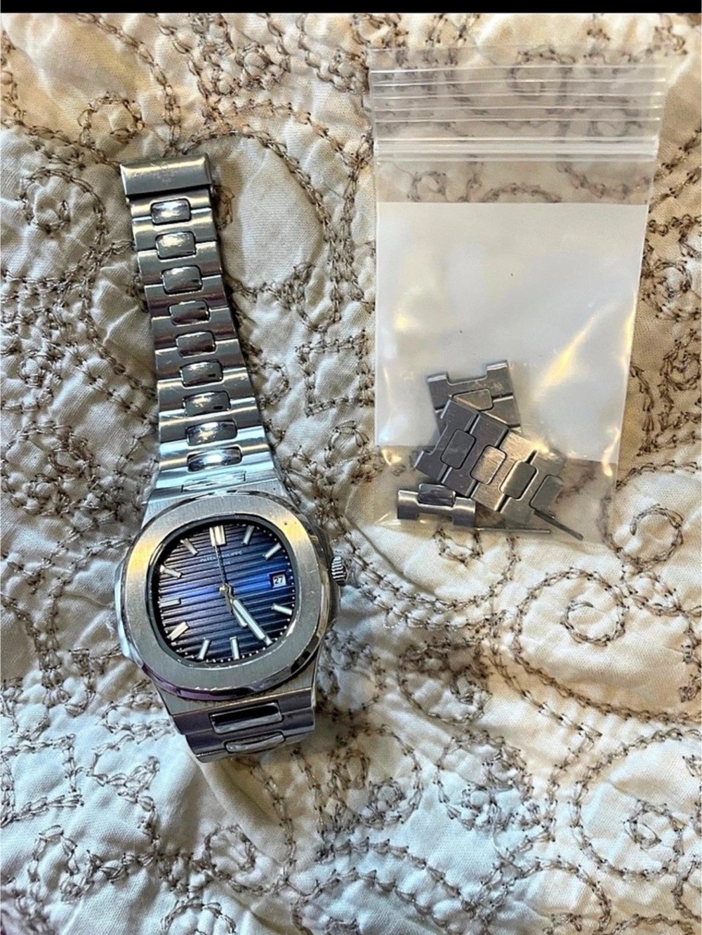 Designer Nautilus Watch Blue Dial Stainless Steel
